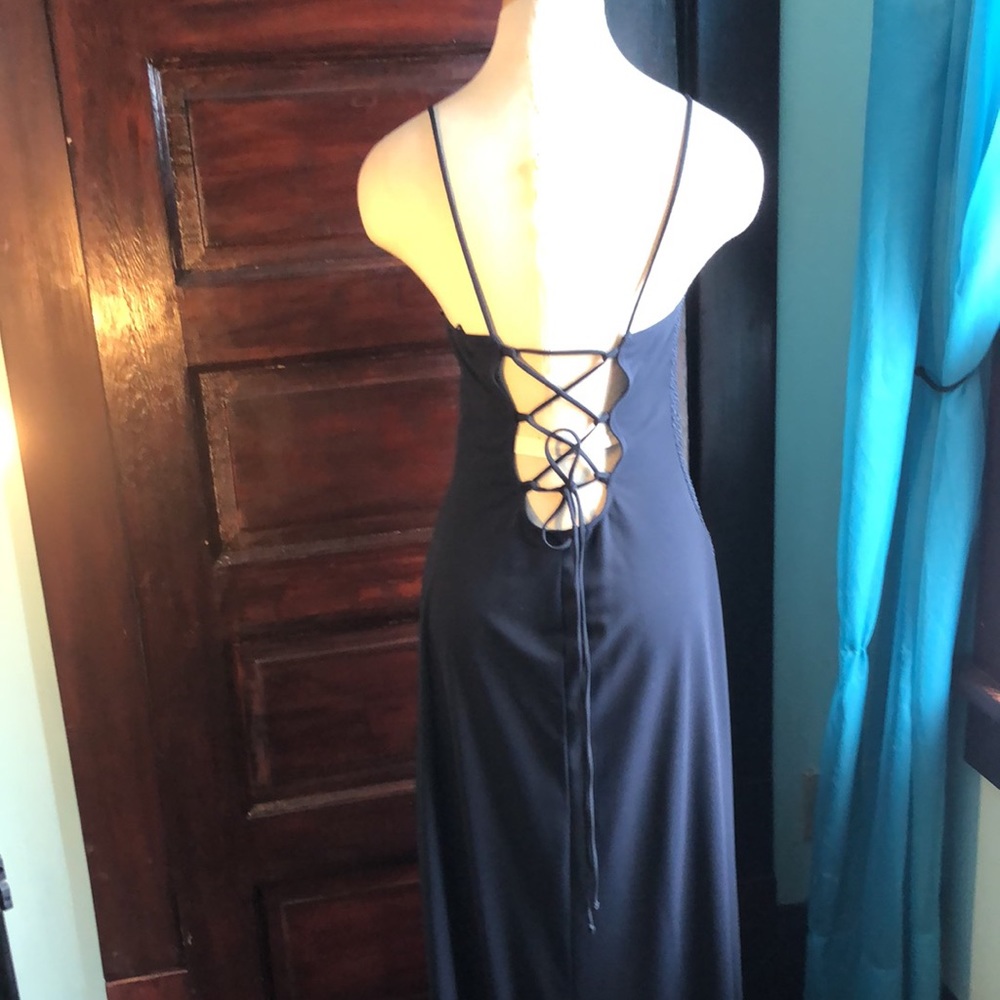 Rampage Open Strappy Back Beaded front formal dress 6/8 fit but sz 11 on label